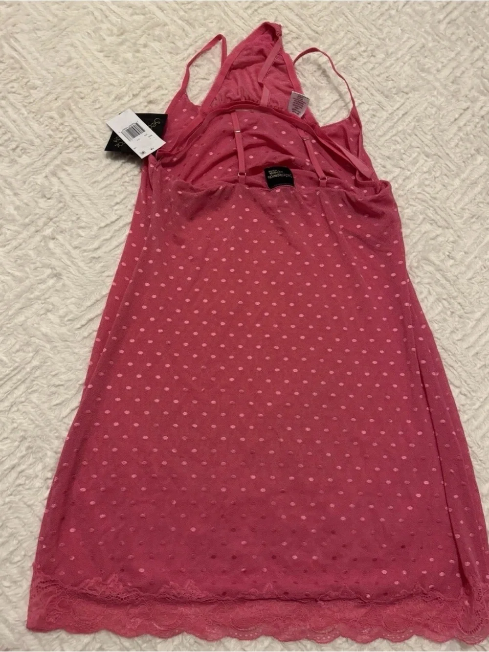 Cinema Etoile Pink Mesh Negligee Nightgown w Matching Panties L Nylon Lace Trim - Picture 2 of 9